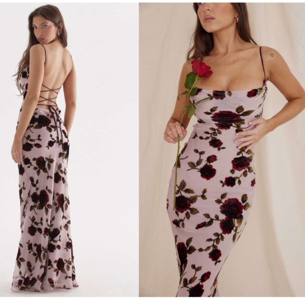 HOUSE OF CB 'Serena' Pink Devore Maxi Dress NWOT size M - Picture 10 of 16